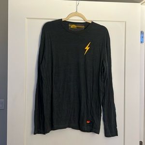 Aviator Nation Unisex bolt stitch long sleeve crew tee in charcoal • size large